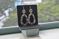 White with Brown Flowers Oval Hoop Earrings