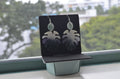 Dark Green, Lavender & White Monstera Leaf Earrings